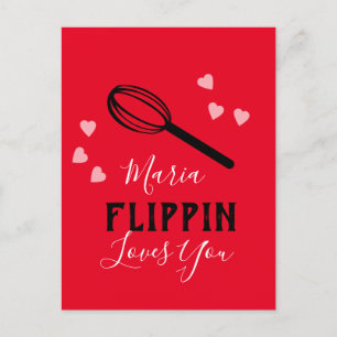 Valentines Day Flippin Loves You Hearts Baker Postcard