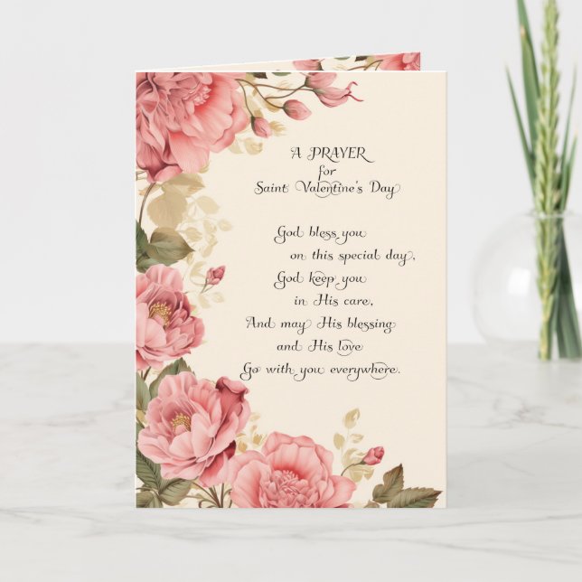  Valentines Day Floral Friendship Christian Holiday Card (Front)