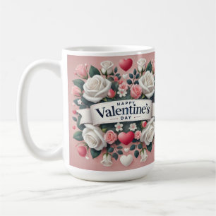 Valentine's Day Floral Heart Design   Coffee Mug