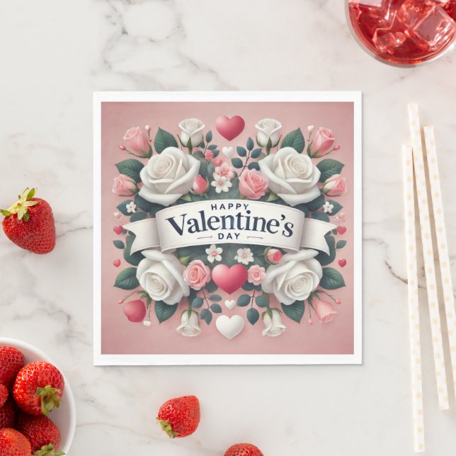 Valentine's Day Floral Heart Design   Napkin (Insitu)