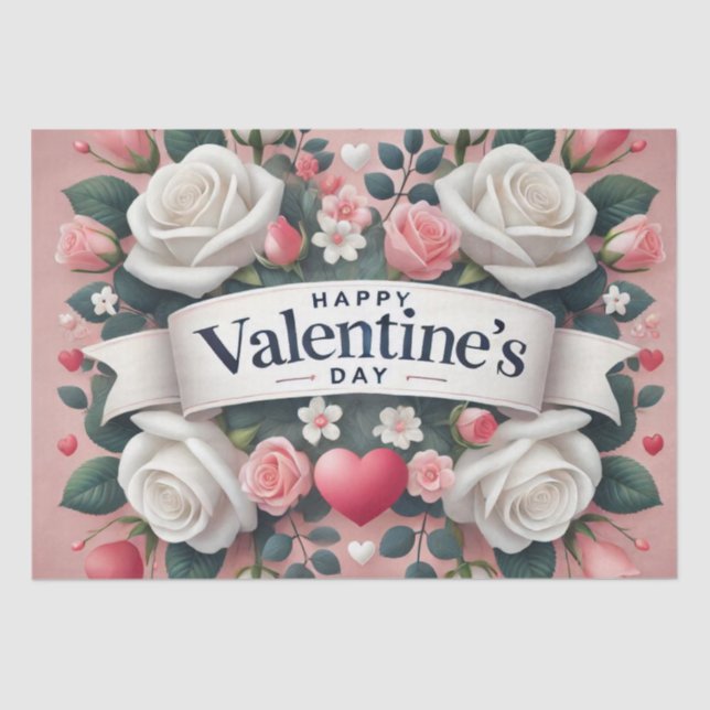 Valentine's Day Floral Heart Design   Tissue Paper (Front)
