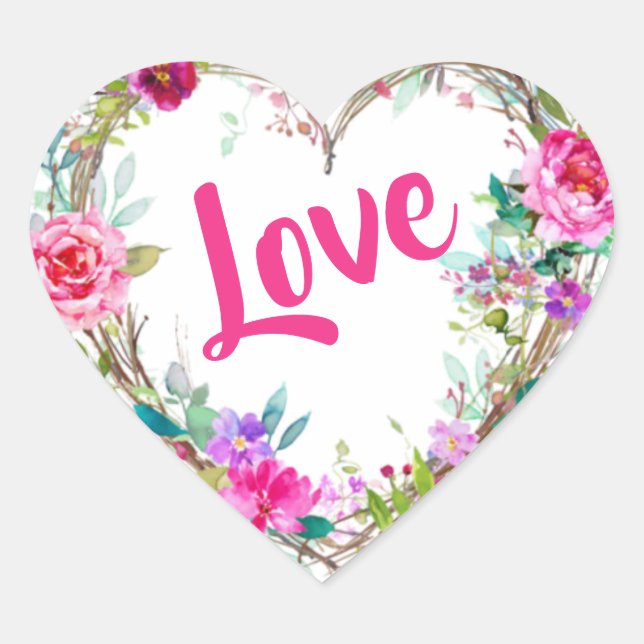 Valentine's Day floral Heart Sticker (Front)