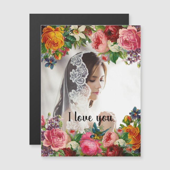 Valentine's Day Floral I Love You Photo Wedding (Front/Back)