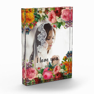 Valentine's Day Floral I Love You Photo Wedding Block