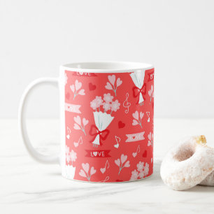 Valentine's Day Flowers Chocolates Hearts Pink Coffee Mug