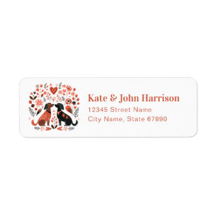 Valentine's Day Folk Dogs Return Address Labels