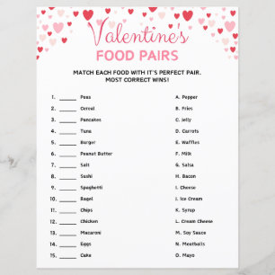 Valentine's Day Food Pairs Game