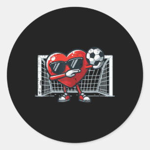 Valentines Day Football Heart Dab Soccer Men Boys  Classic Round Sticker