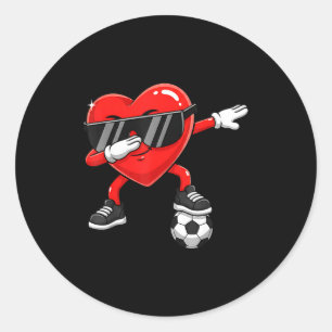 Valentines Day Football Heart Dab Soccer Men Boys Classic Round Sticker