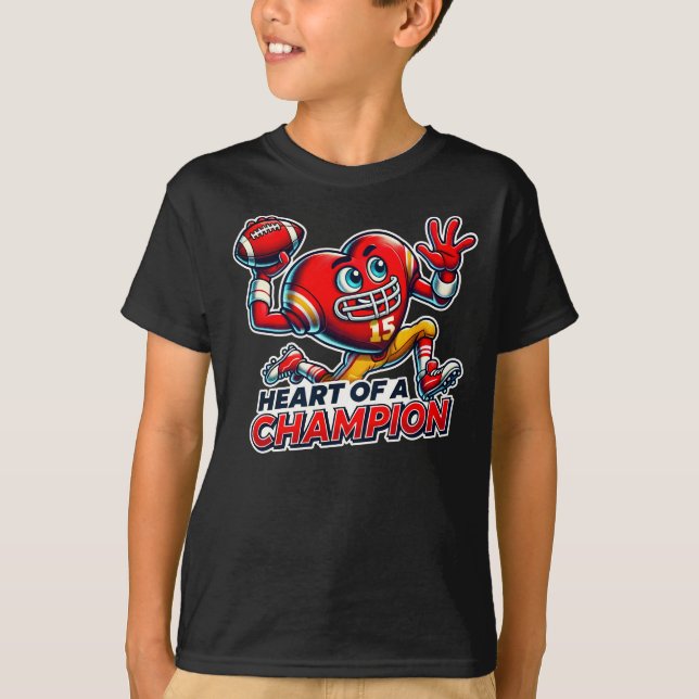 Valentine's Day Football Heart of a Champion T-Shirt (Front)