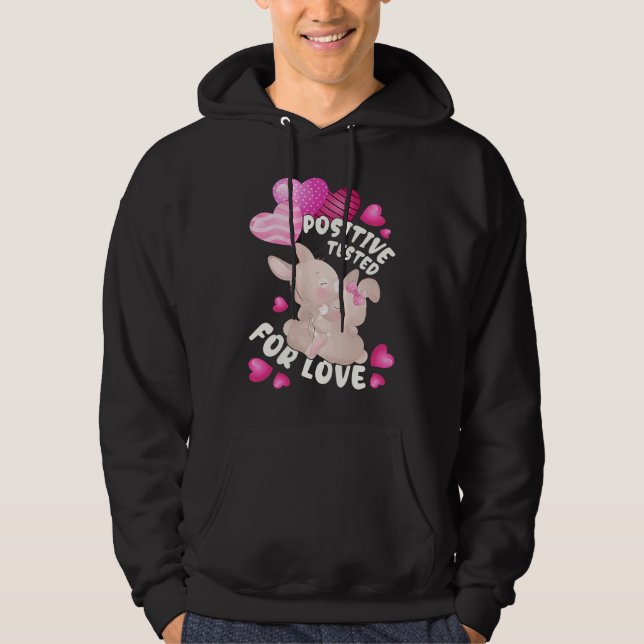 Valentine's day for couples bunnies with heart bal hoodie (Front)