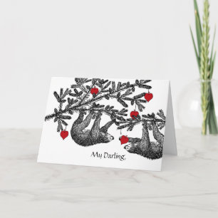 Valentine's Day for Husband, Sloths and Hearts Card