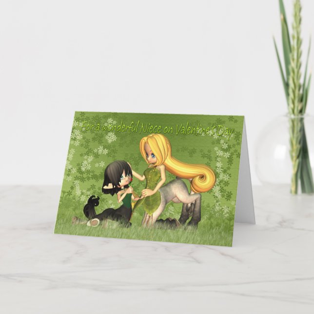 Valentine's Day For Niece With Cute Centaurs Holiday Card (Front)