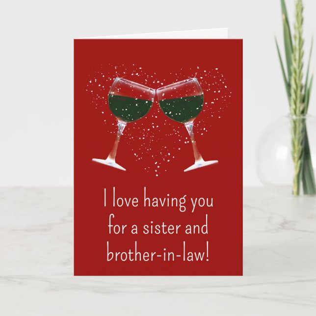 Valentines Day for Sister and Brother In Law Wine Card (Front)