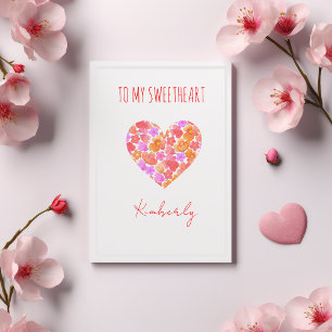 Valentine's Day For Sweetheart Flowers in Heart Card