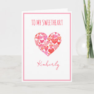 Valentine's Day For Sweetheart Pink & Red Hearts Card