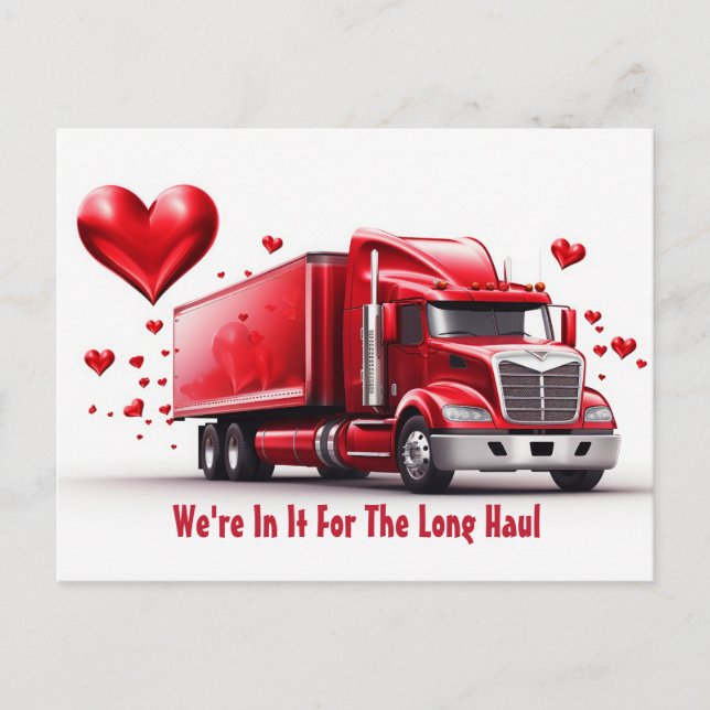 Valentine's Day  For Truckers Postcard (Front)