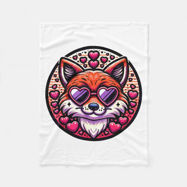 Valentines Day Fox And Matching Couples Foxes  Fleece Blanket (Front)