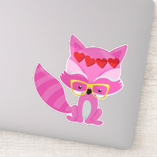 Valentine's Day Fox, Pink Fox, Glasses, Hearts