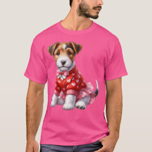 Valentines Day Fox Terrier Hearts Love Fox Terrier T-Shirt