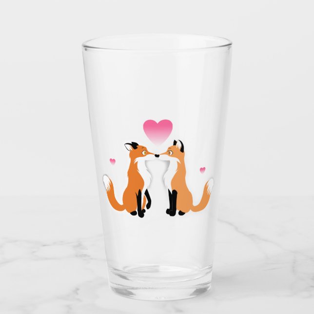 Valentine's Day Foxes Glass (Front)