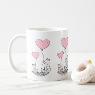 Valentine's Day Foxy Pink Hearts Mugs