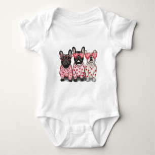 Valentines Day French Bulldog Baby Bodysuit