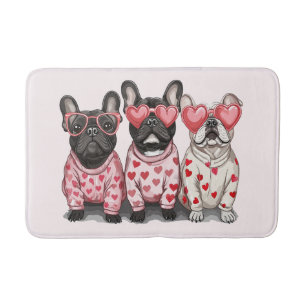 Valentines Day French Bulldog Bath Mat