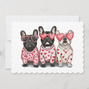 Valentines Day French Bulldog Holiday Card