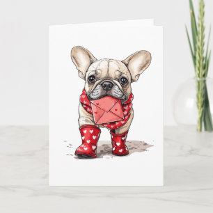 Valentines Day French Bulldog Love Letter Holiday Card
