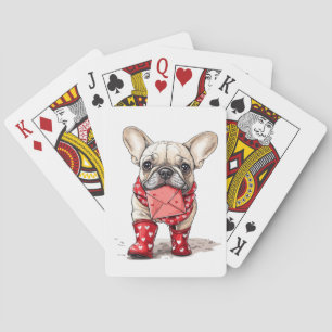 Valentines Day French Bulldog Love Letter Playing Cards