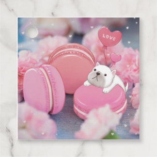 Valentine's Day: French Bulldog, Macarons & Flower Favour Tags