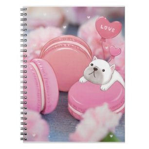 Valentine's Day: French Bulldog, Macarons & Flower Notebook