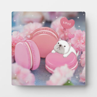 Valentine's Day: French Bulldog, Macarons & Flower Plaque