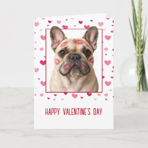 Valentine's Day French Bulldog with Kisses Card