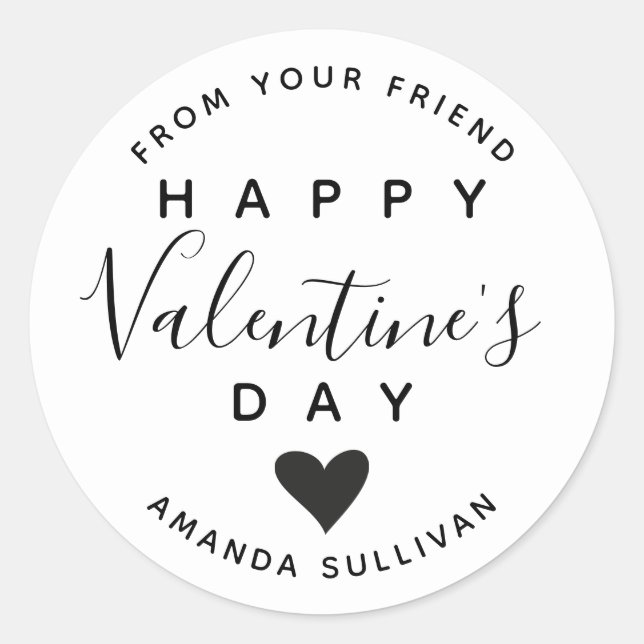 Valentine's day friendship label black and white (Front)