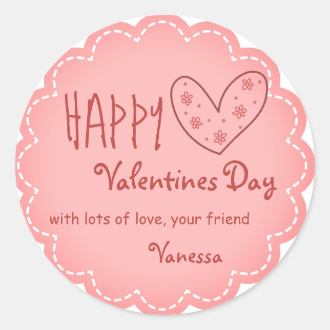 Valentines day friendship personalised sticker (Front)