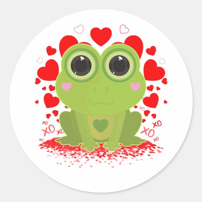 Valentine's Day Frog   Classic Round Sticker (Front)