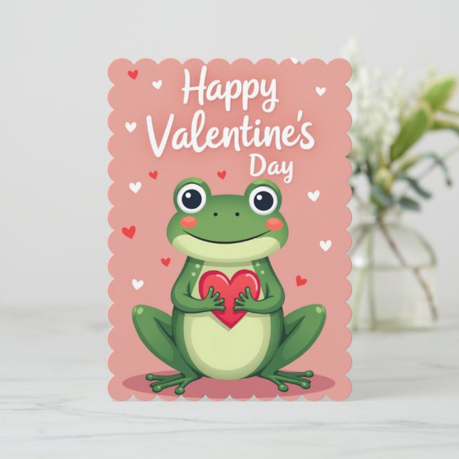 Valentines Day Frog Flat Greeting Card (Standing Front)