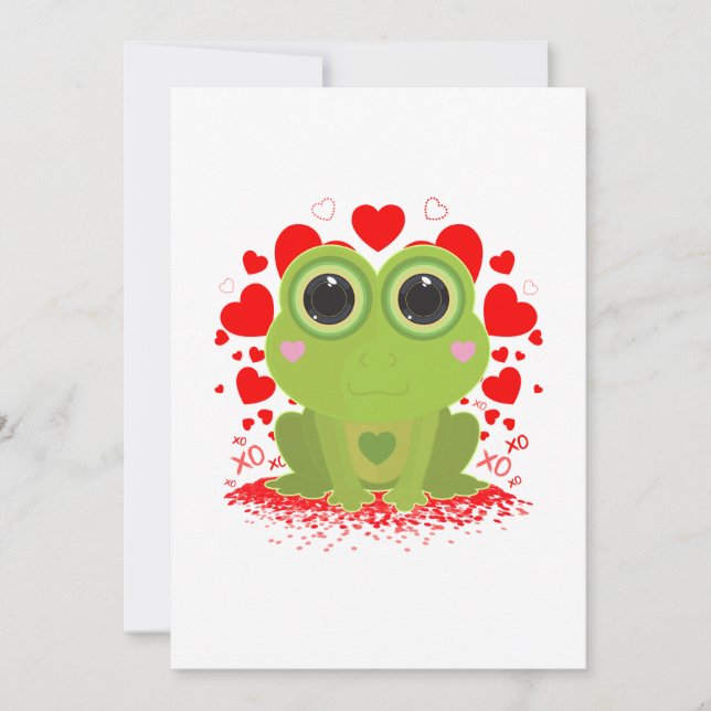 Valentine's Day Frog  Holiday Card (Front)