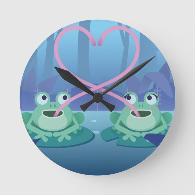 valentines day frog lovers round clock (Front)