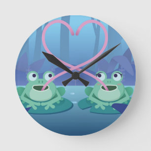 valentines day frog lovers round clock