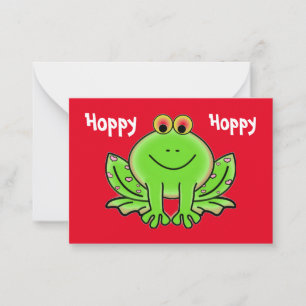 Valentine's Day Frog with Pink Hearts Kids Cards