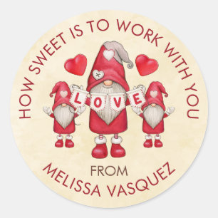 Valentine's Day From Name Coworkers Treats Favors  Classic Round Sticker