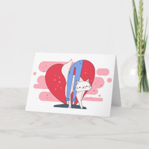 Valentine's Day from the Cat, 1950 cartoon cat Holiday Card