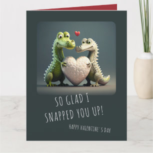 Valentine's Day Funny Alligator Crocodile Couple Card