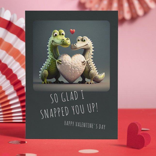 Valentine's Day Funny Alligator Crocodile Couple Card (Creator Uploaded)