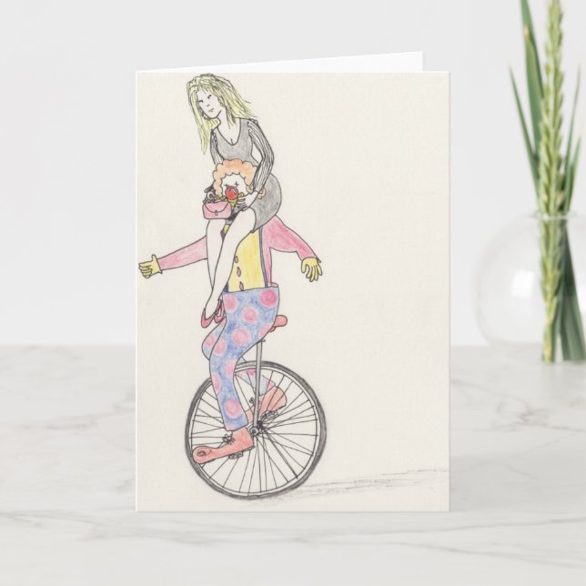 Valentines Day Funny Clown Romance Cartoon Art Card (Front)