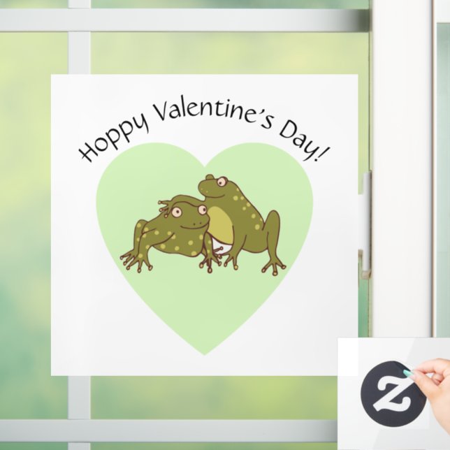 Valentines Day Funny Cute Hoppy Frogs In Love Window Cling (Home)