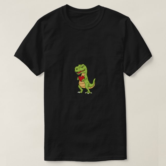 Valentines Day Funny Dinosaur Love Heart Men Women T-Shirt (Design Front)